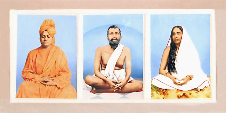Sri Ramakrishna, Holy Mother Sri Sarada Devi, and Swami Vivekananda